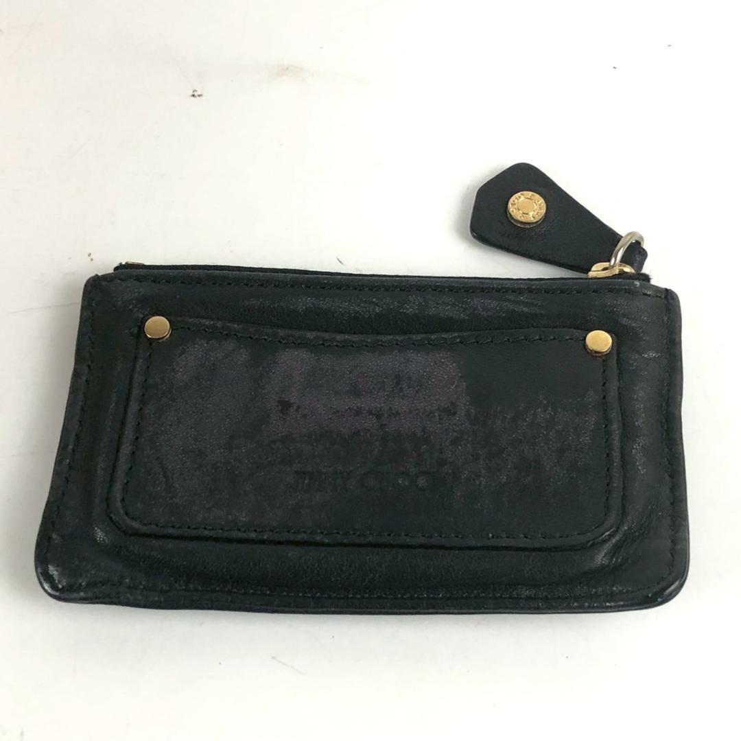 T1532 未使用☆ ジミーチュウ コインケース スタッズ レザー ブラック JIMMY CHOO ジミーチュウ スタッズ コインケース ブラック