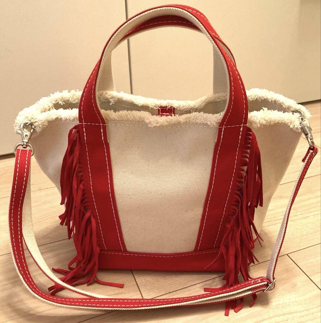 【極美品】ayako Side Fringe Tote Bag red