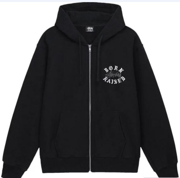 STüSSY & BORN X RAISED LOGO ZIP HOODIE L