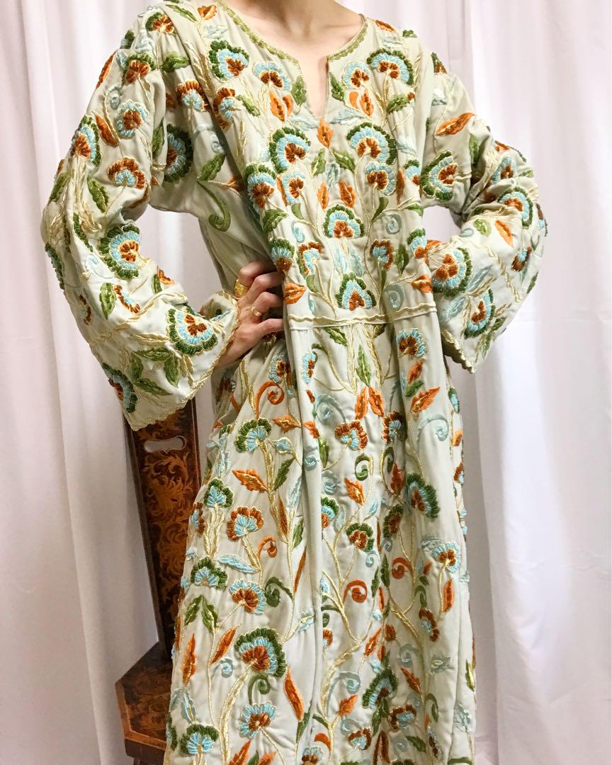 ビーズ刺繍ワンピース　結婚式ドレス　ヴィンテージ