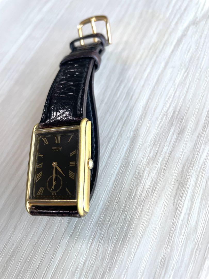 SEIKO シャリオ　スクエア　レクタンギュラー　金黒