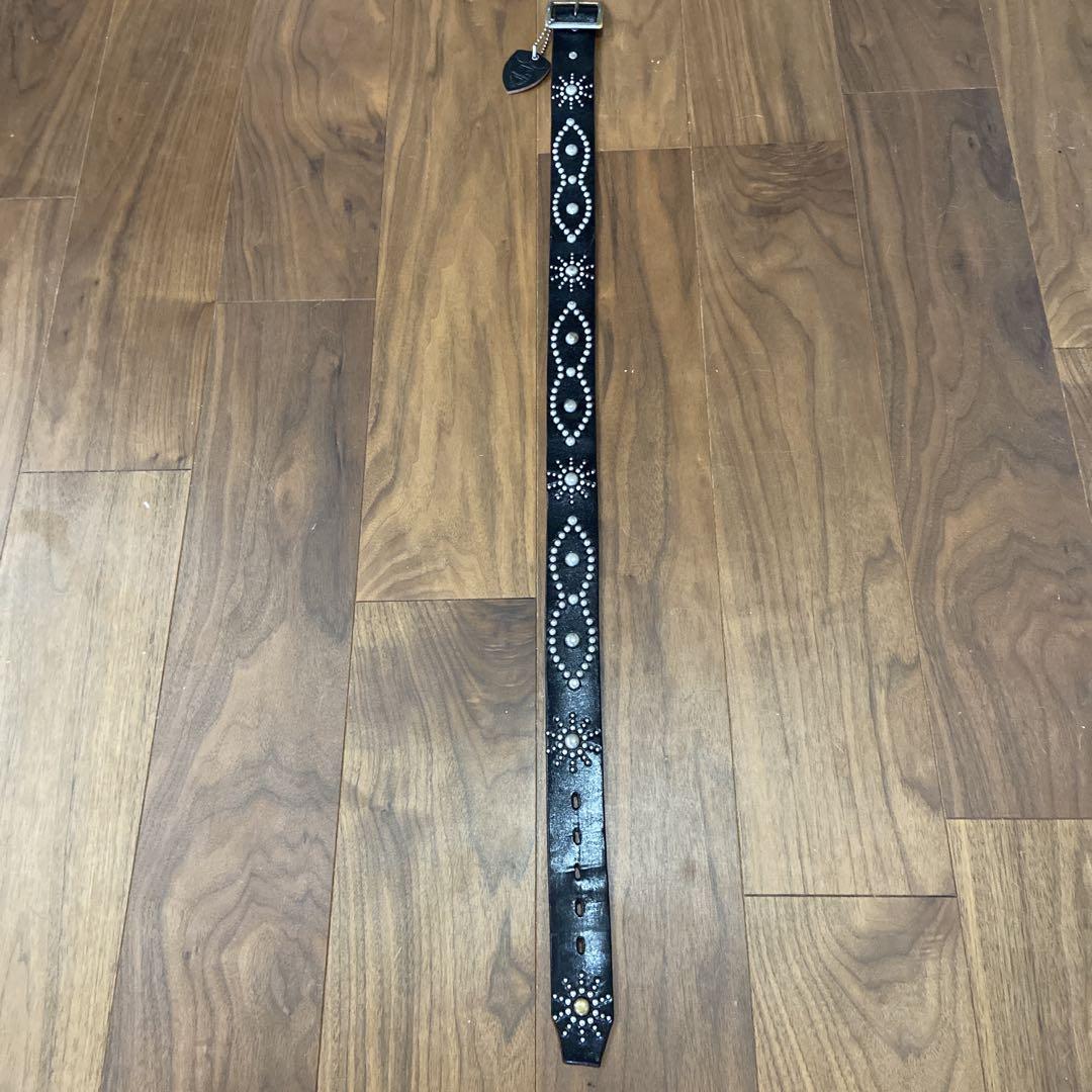 希少美品 HTC オーバーレイピーナッツシルバースタッズレザーベルト34inch