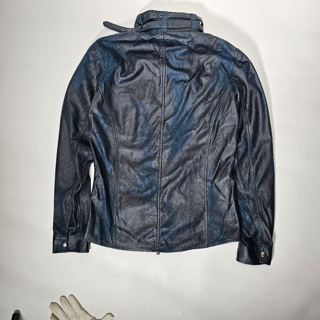 美品✨希少✨トルネードマート フェイクレザー ライダースジャケット ブルー