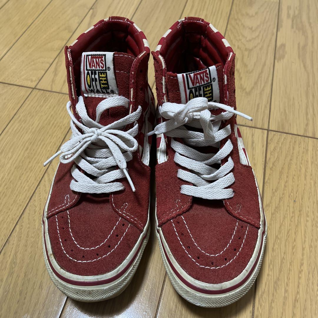 90s VANS SK8-HI バンズ スケハイ 赤白 チェッカー　US 5