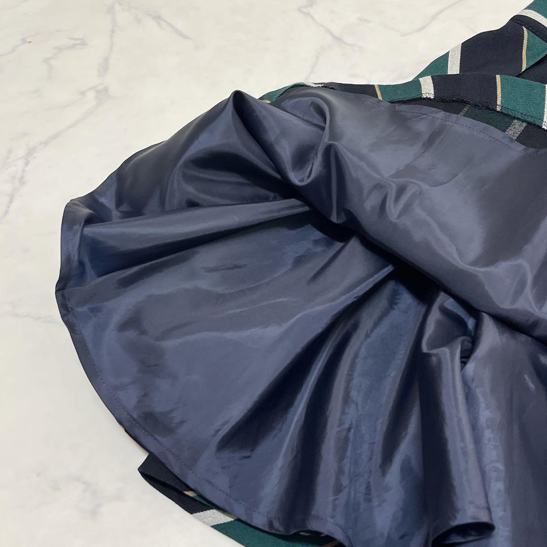 【美品】ブルーレーベルクレストブリッジ　タックフレアスカート　ストライプ　38 BLUE LABEL CRESTBRIDGE - 未使用 BLUE LABEL CRESTBRIDGE