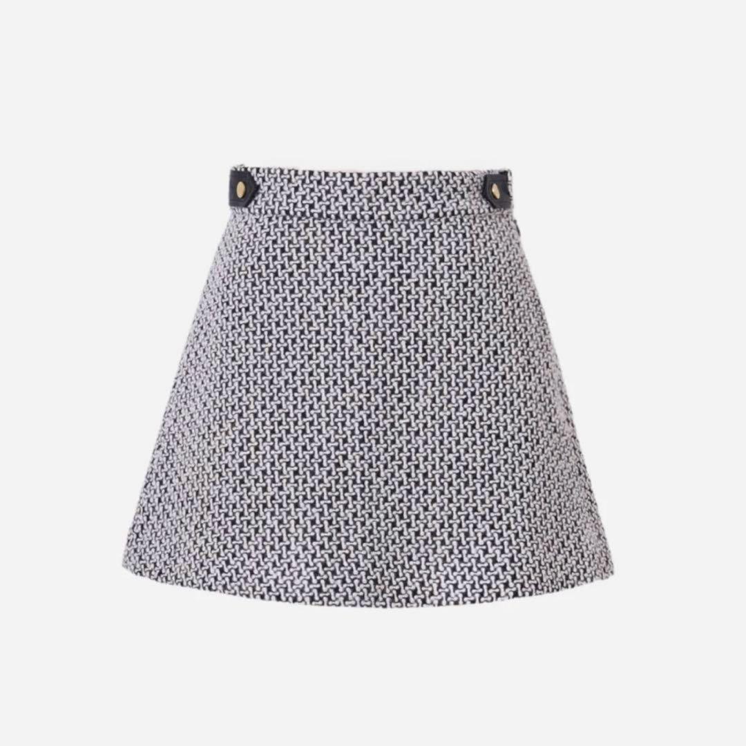sheller Leather combination tweed skort