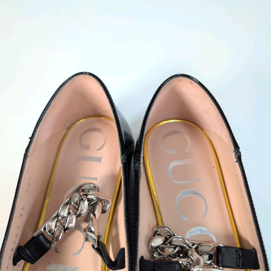 【期間限定送料無料】 極美品】GUCCI レザー バレーシューズ フラットパンプス 35(22cm) 靴