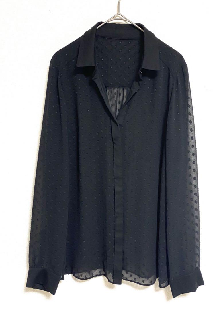 allureville アルアバイル シフォンドット柄ブラウス シースルー