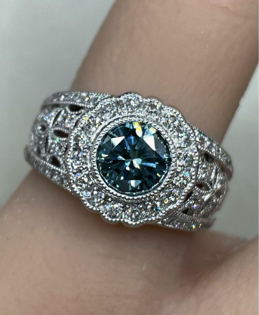 専用JH222★最高級 大粒ブルーダイヤモンド1.915ct pt リング 鑑付 画像10