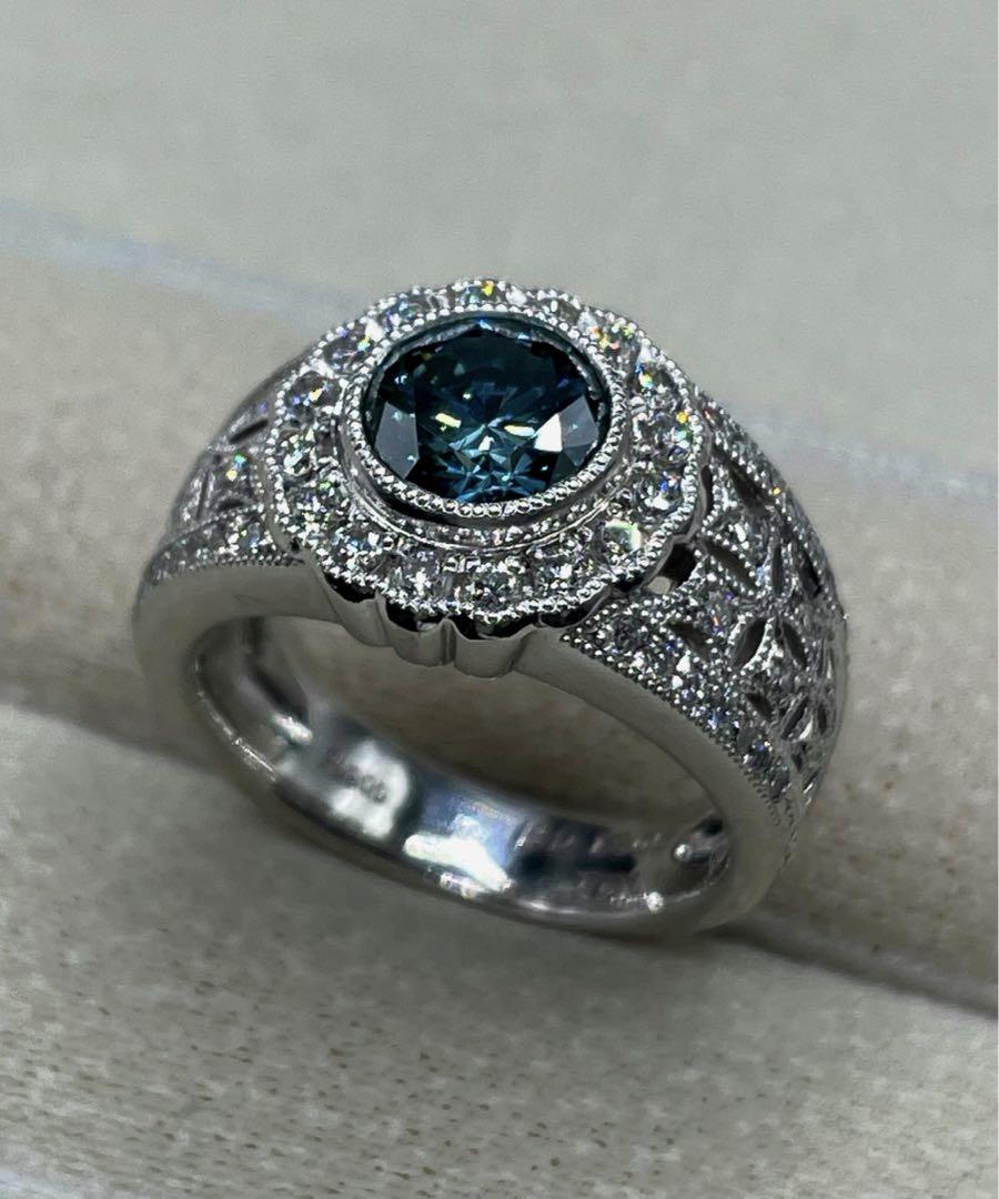専用JH222★最高級 大粒ブルーダイヤモンド1.915ct pt リング 鑑付 画像2