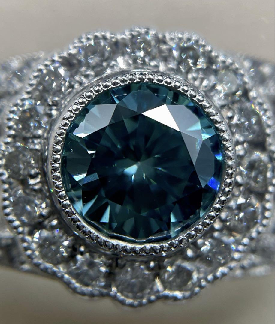 専用JH222★最高級 大粒ブルーダイヤモンド1.915ct pt リング 鑑付 画像3