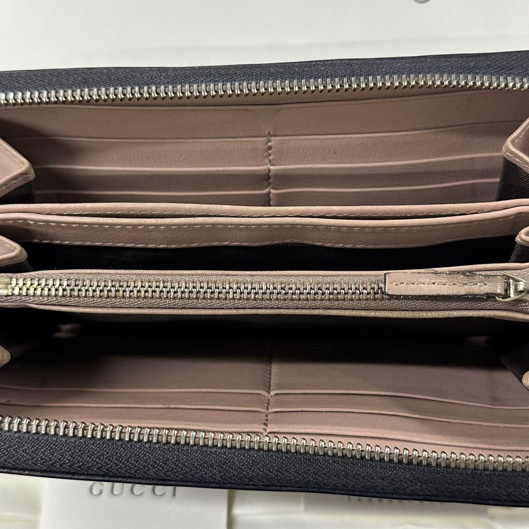新品同様‼️ グッチ GUCCI 財布 長財布 シマレザー ラウンド