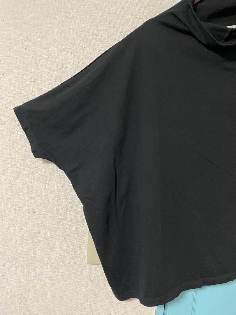 格安新品  プランテーション アシンメトリータートルネックカットソー黒 トップス