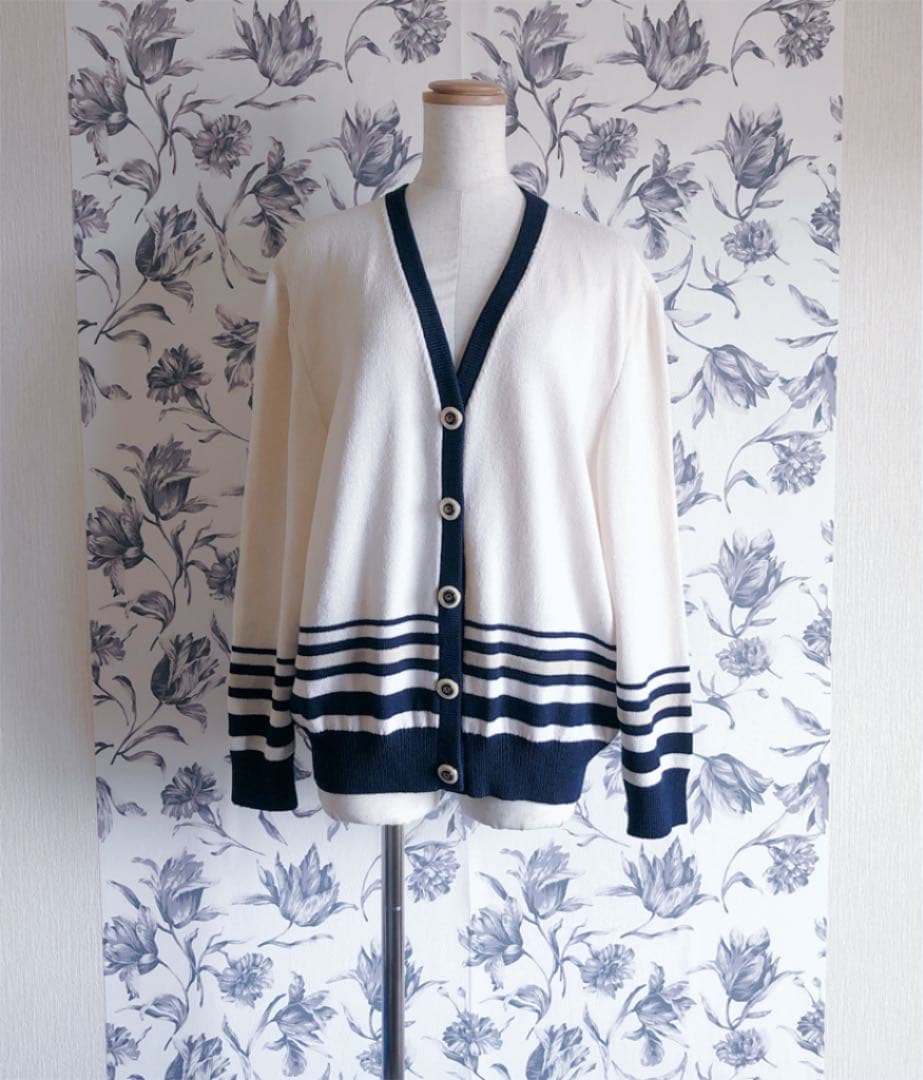 フラワーB ブルーグレイ ST.JOHN セントジョン 水色 白 ニット