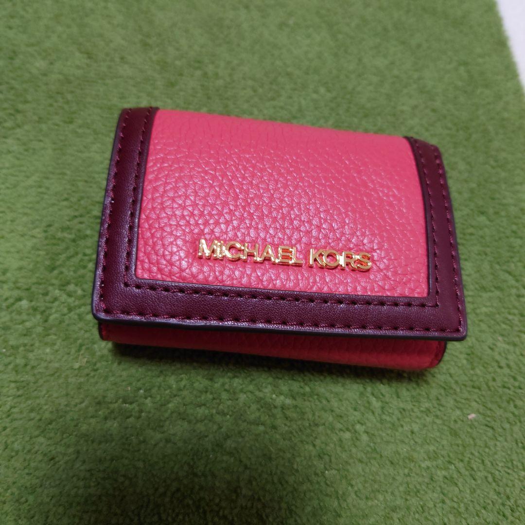 MICHAEL KORS 三つ折コンパクト財布 メタリックピンク マイケルコース 三つ折り財布 レザー 小銭入れあり ブランド