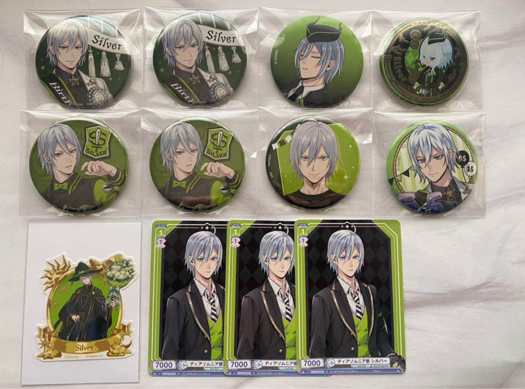 ツイステ　おめかしバースデー　シルバー　缶バッジ　プレミアム ツイステ シルバー 缶バッジ セット プレミアムバースデー2023 ピンズ