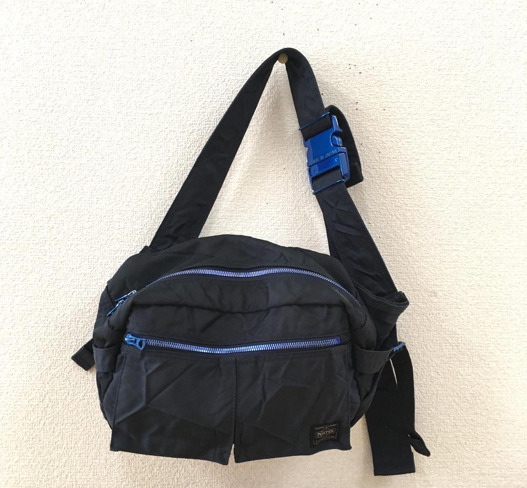 PORTER RIDE アルミバックル ウエストバッグ ナイロン (ネイビー