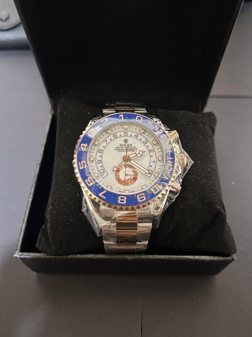 Yachtmaster 青/白 クロノグラフ 時計　ハロークイーン