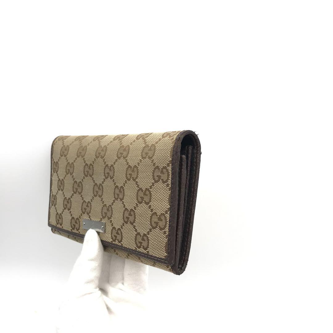 正規品　極美品　グッチ財布　グッチ長財布　グッチキャンバス　グッチレザー