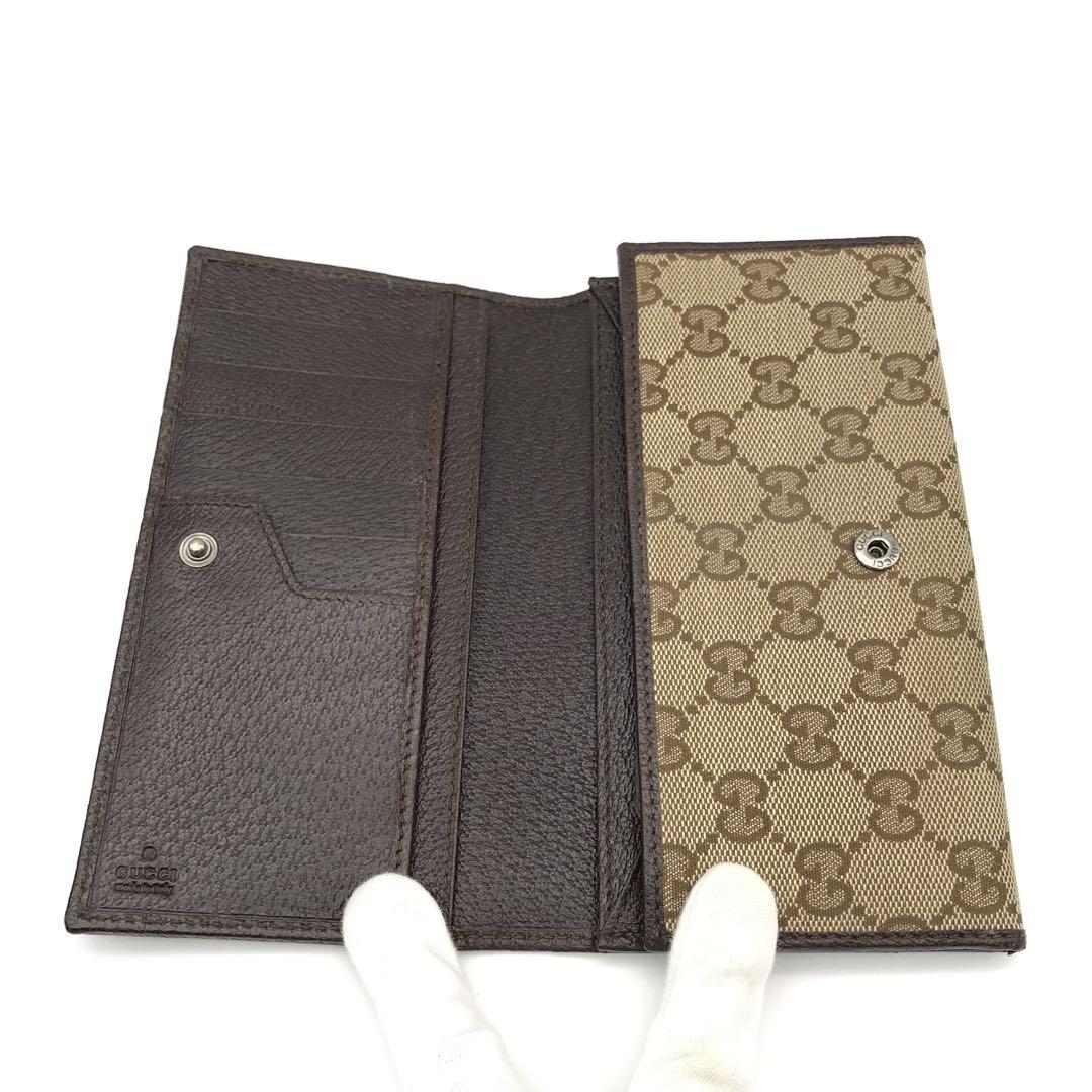 正規品　極美品　グッチ財布　グッチ長財布　グッチキャンバス　グッチレザー