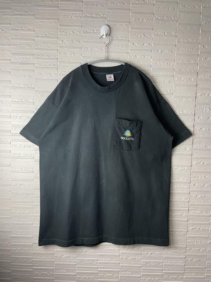 90s USA製ヴィンテージ シングルステッチ　無地　ポケット付きtシャツ　耳付