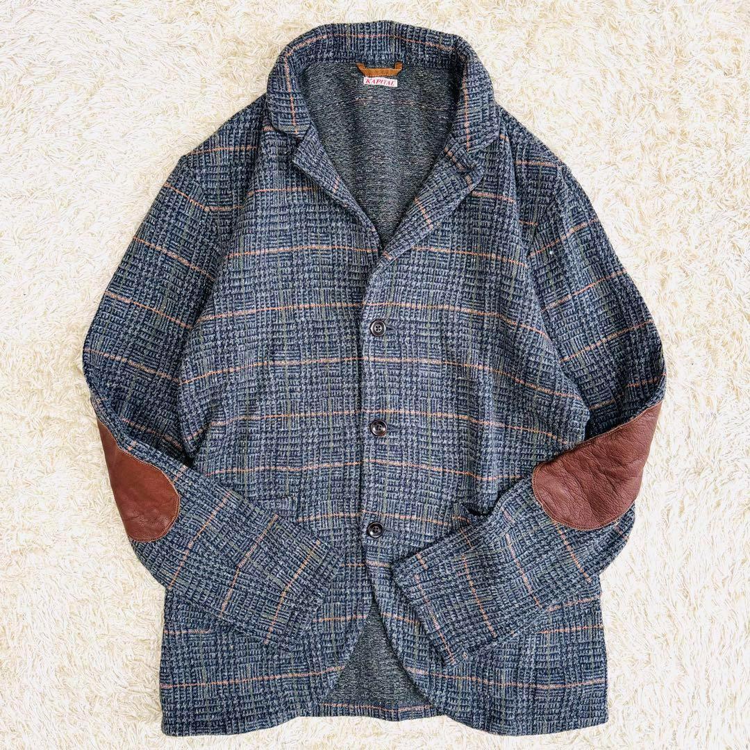 美品】KAPITAL キャピタル レザーエルボーパッチ チェックジャケット M メンズ