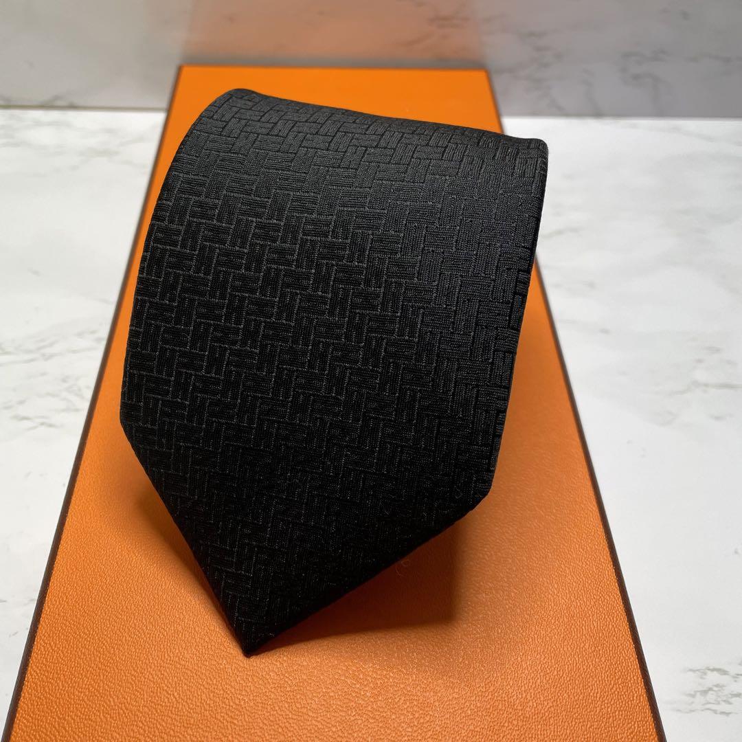 ✨極美品✨HERMES ネクタイ H織タイ ファソネH 高級シルク 定番 人気