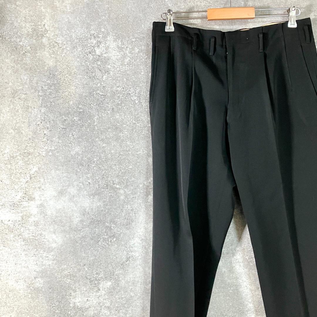 スラックス　ビンテージ　ブラック　無地　TARONジップ　ワンタック　ドット 20,000円