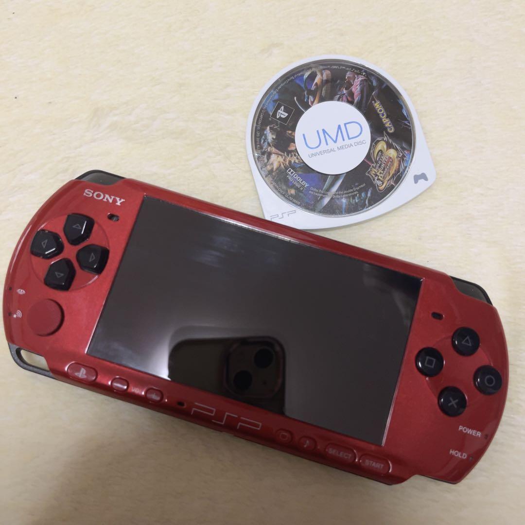 Sony PSP 本体 レッド ソフト付き ※充電コード‪✕‬動作確認‪✕‬