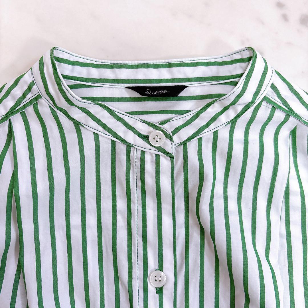 美品✨アーバンリサーチロッソ　スタンドカラーロングシャツワンピース　ストライプ