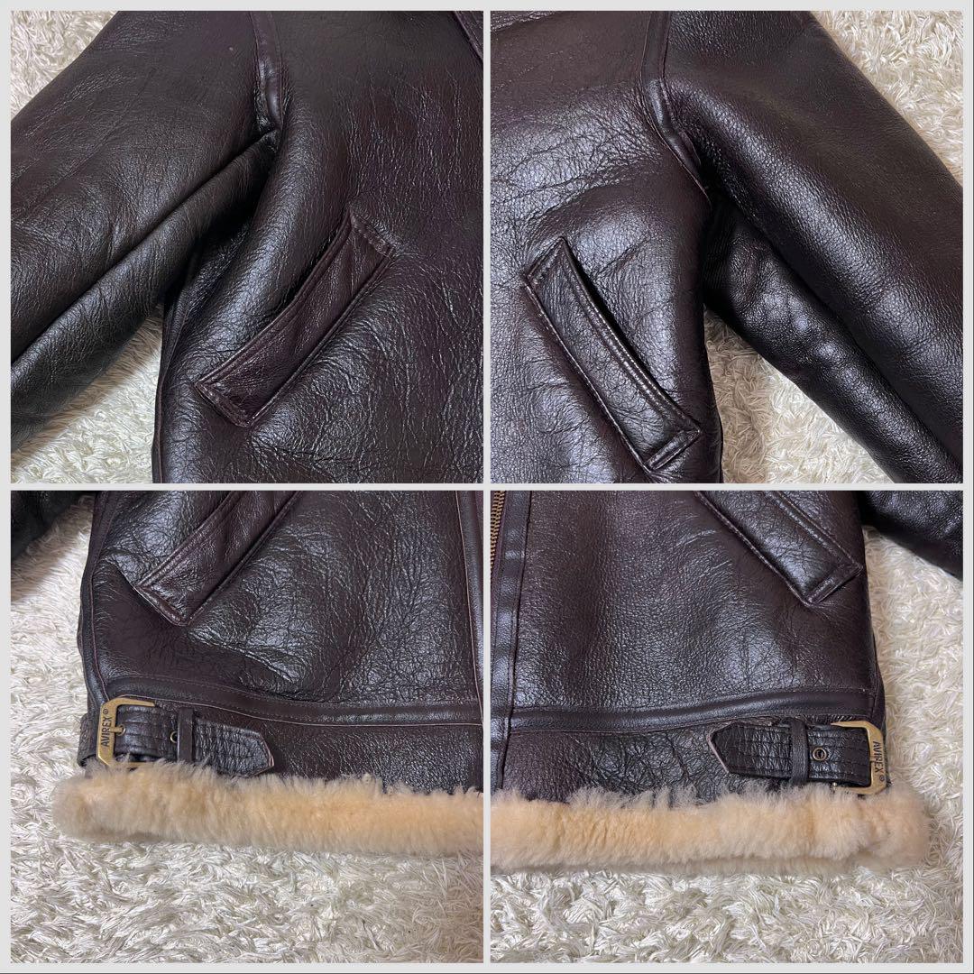 ☆美品☆AVIREX　ムートンジャケット　B-3　茶　42　XL　大きいサイズ