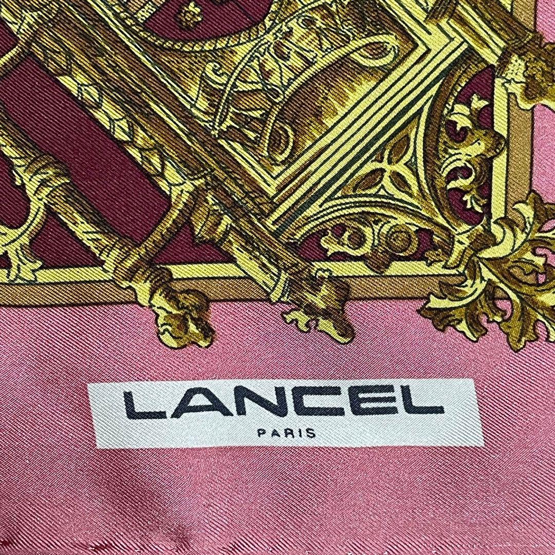 LANCEL ランセル スカーフ ローズピンク×スカーフ柄 絹100