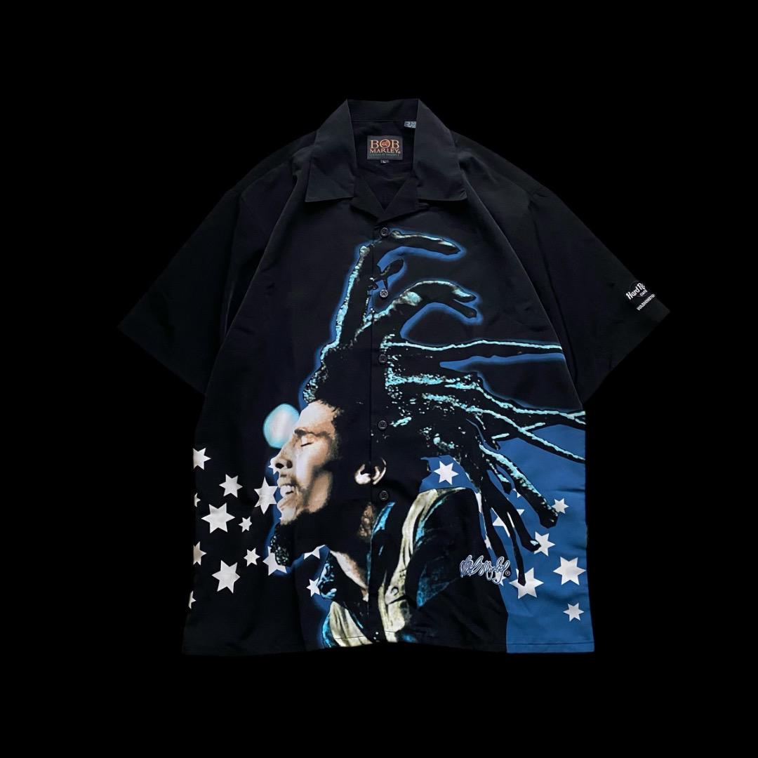 90s 00s BOB MARLEY ボブマーリー 開襟シャツ アロハシャツ