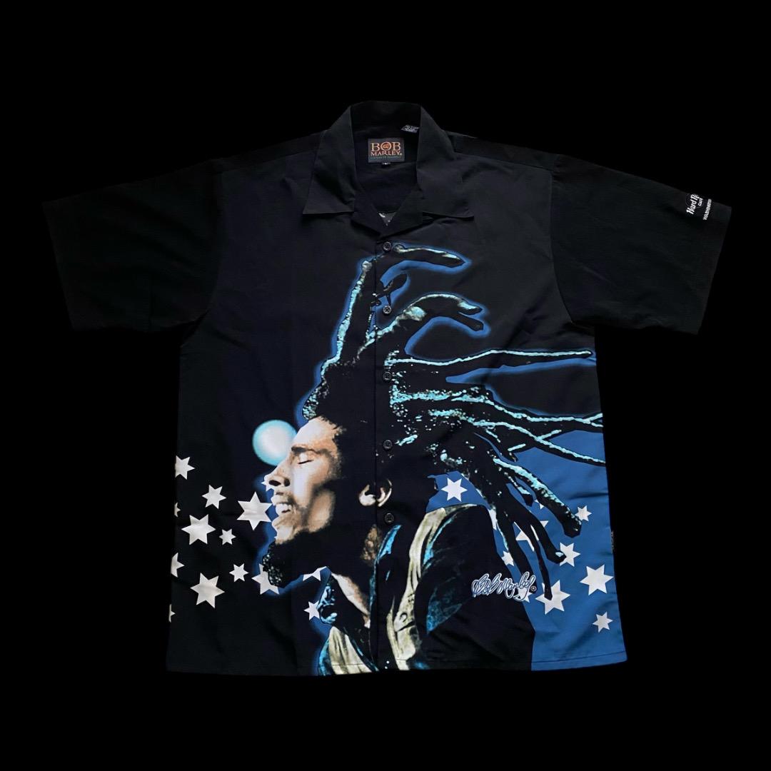 90s 00s BOB MARLEY ボブマーリー 開襟シャツ アロハシャツ