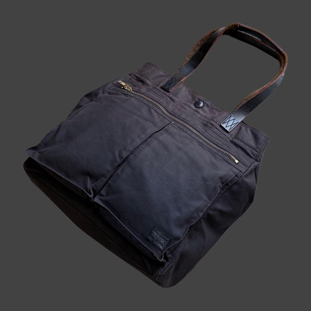 PORTER/DUAL TOTE BAG 634-06313 本革 エジプト綿 PORTER/DUAL TOTE BAG 634-06313 本革 エジプト綿