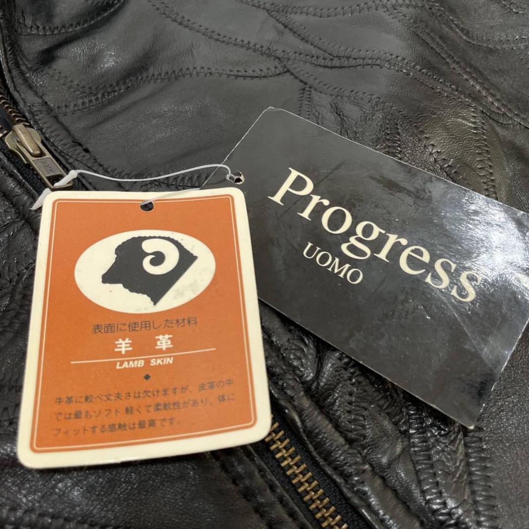 新品 Progress UOMO パッチワーク レザージャケット 羊革 新品 Progress UOMO パッチワーク レザージャケット 羊革