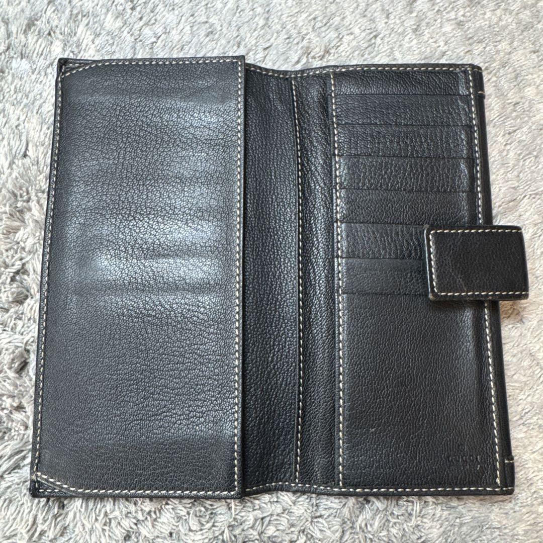 GUCCI グッチ 長財布 レザー シェリーライン ブラック