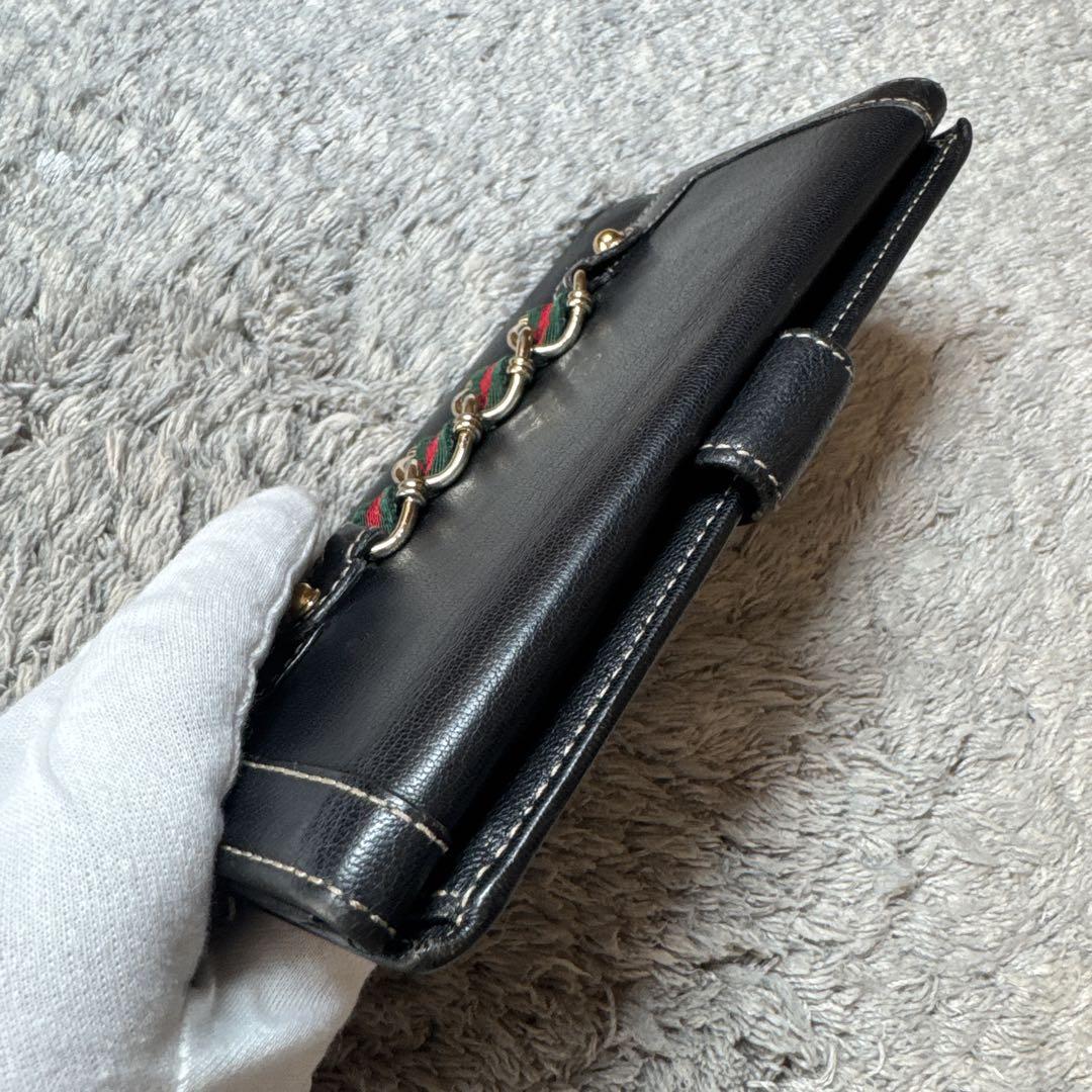 GUCCI グッチ 長財布 レザー シェリーライン ブラック