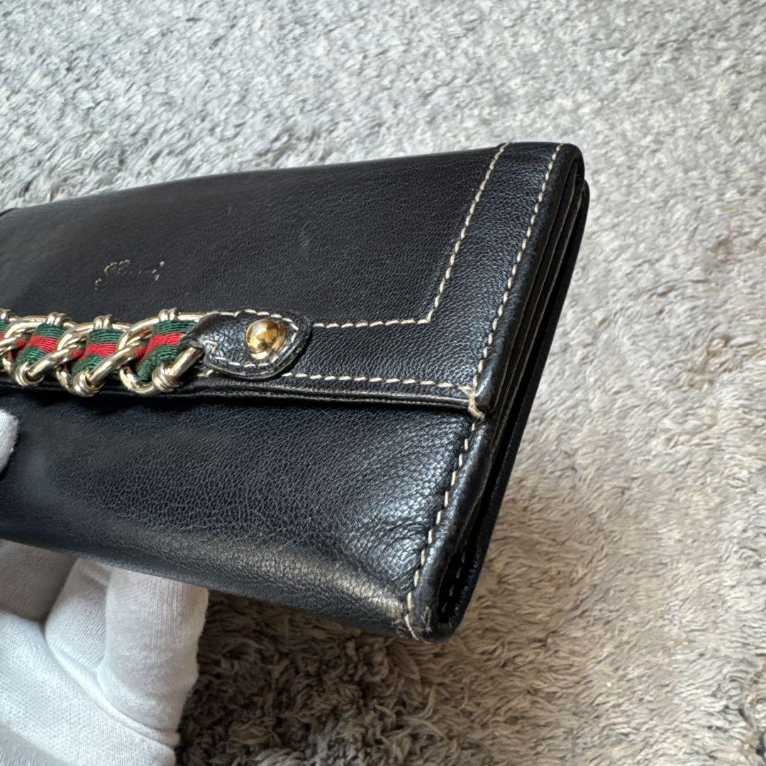 GUCCI グッチ 長財布 レザー シェリーライン ブラック