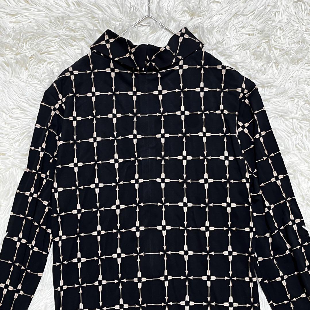 TORY BURCH ハイネック ヒモベルト付 長袖チェックワンピース