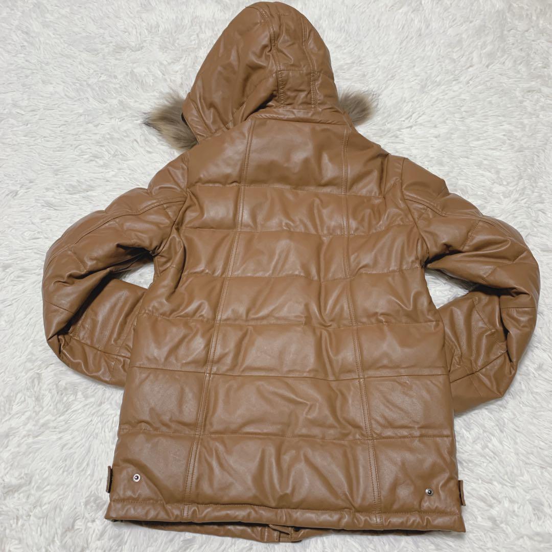 【極美品】タカキュー レザー ダウンジャケット ファー フード XL 【極美品】タカキュー レザー ダウンジャケット ファー フード XL