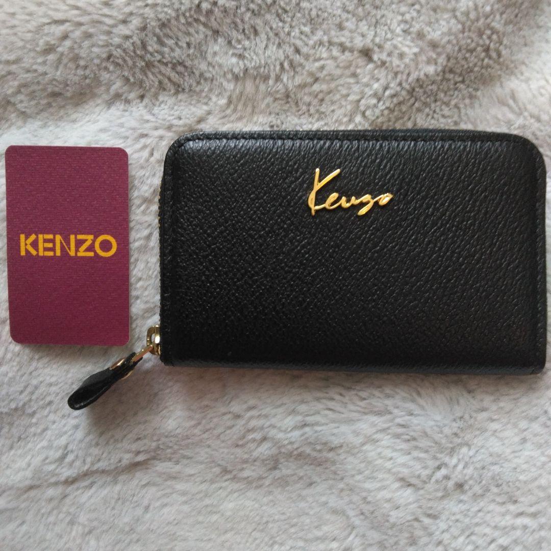 KENZO ブラック レザー コインケース KENZO ケンゾー 香し フラグメントケース ブラック レザー