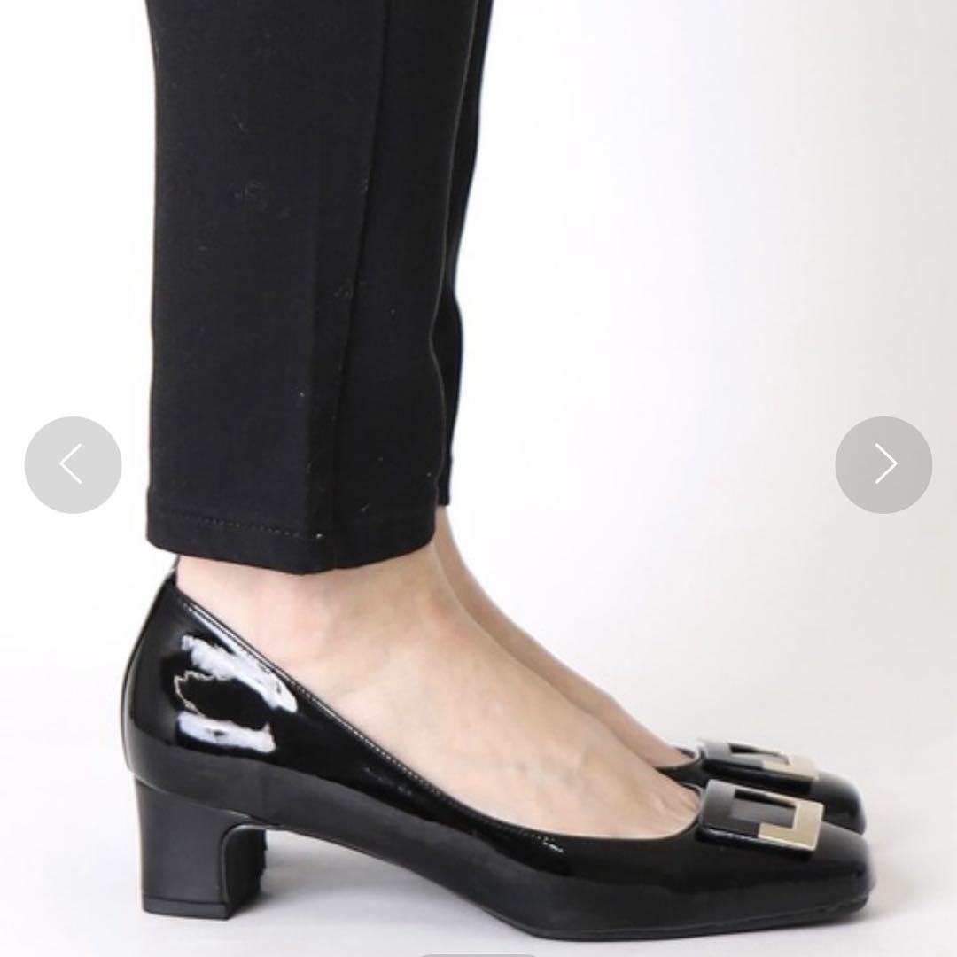 DIANA ダイアナ バックル付き スクエアトゥ エナメル パンプス 24㎝