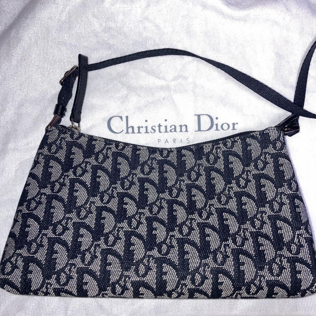 Christian Dior ショルダーバッグ　ブラックキャンバス トロッター柄