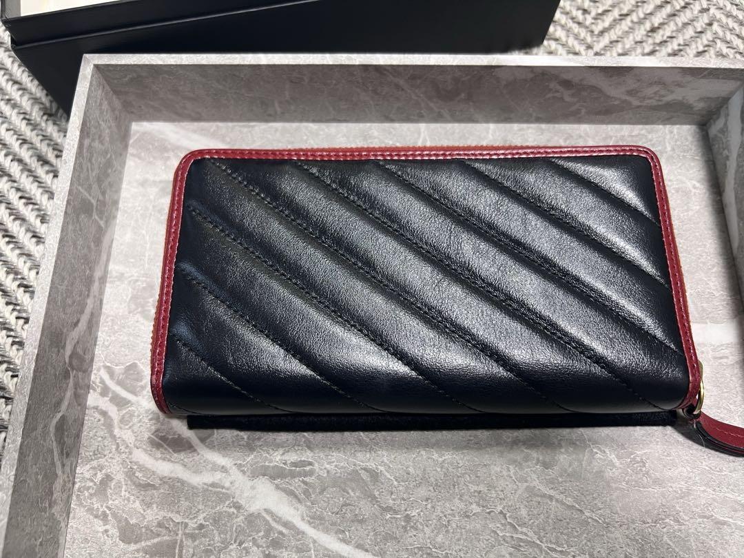 GUCCI グッチ　キルティング長財布 ブラック/レッド