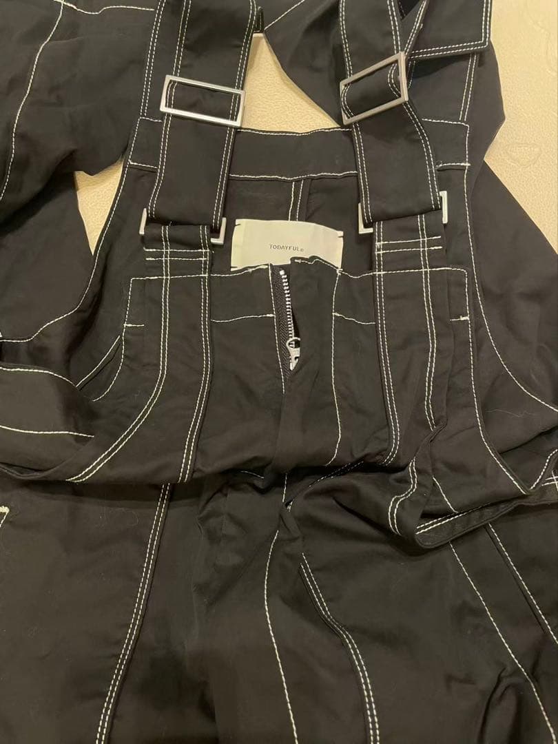 TODAYFUL Frontzip Cotton Salopette ブラック