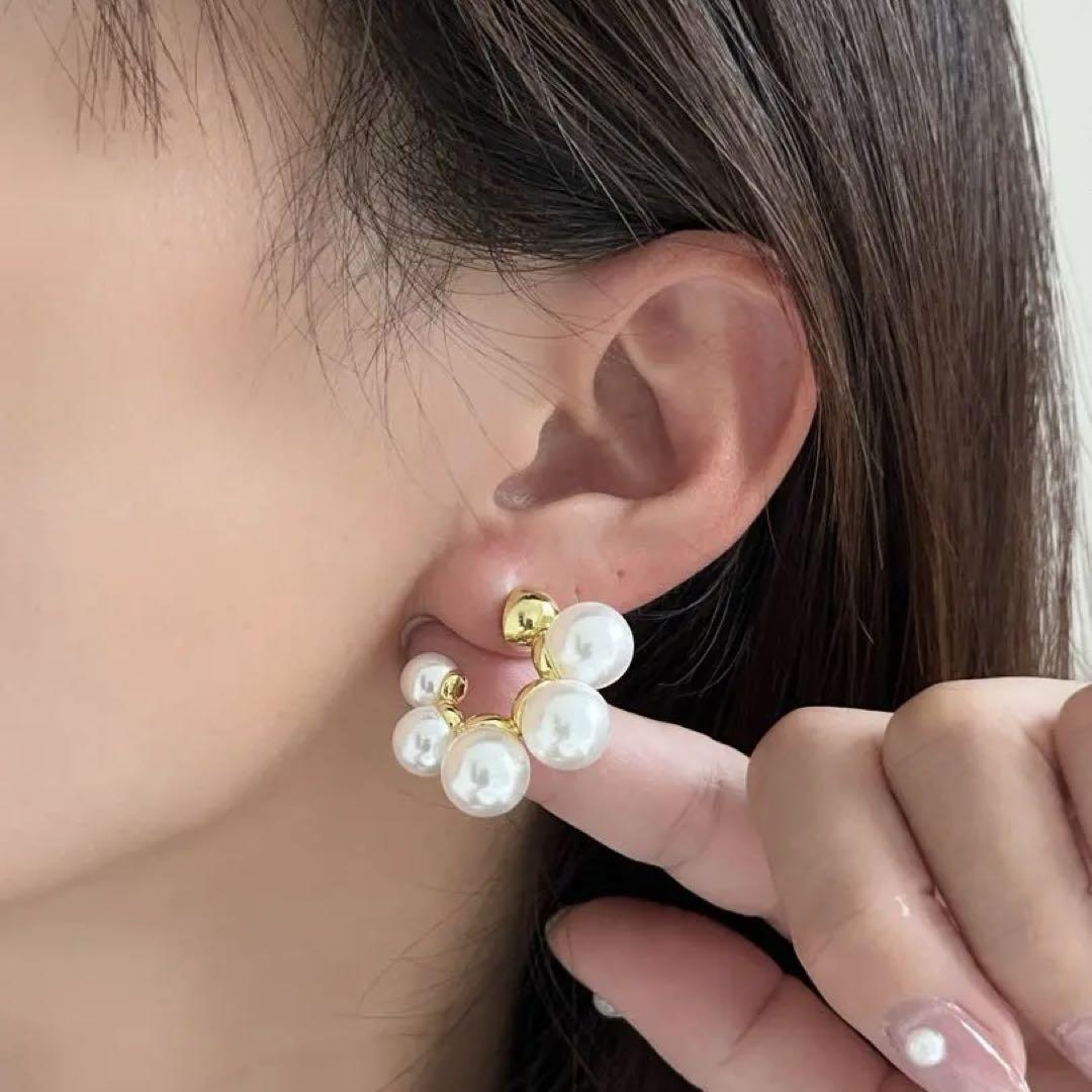 肌触りがいい k18コーティング パール フープピアス アクセサリー