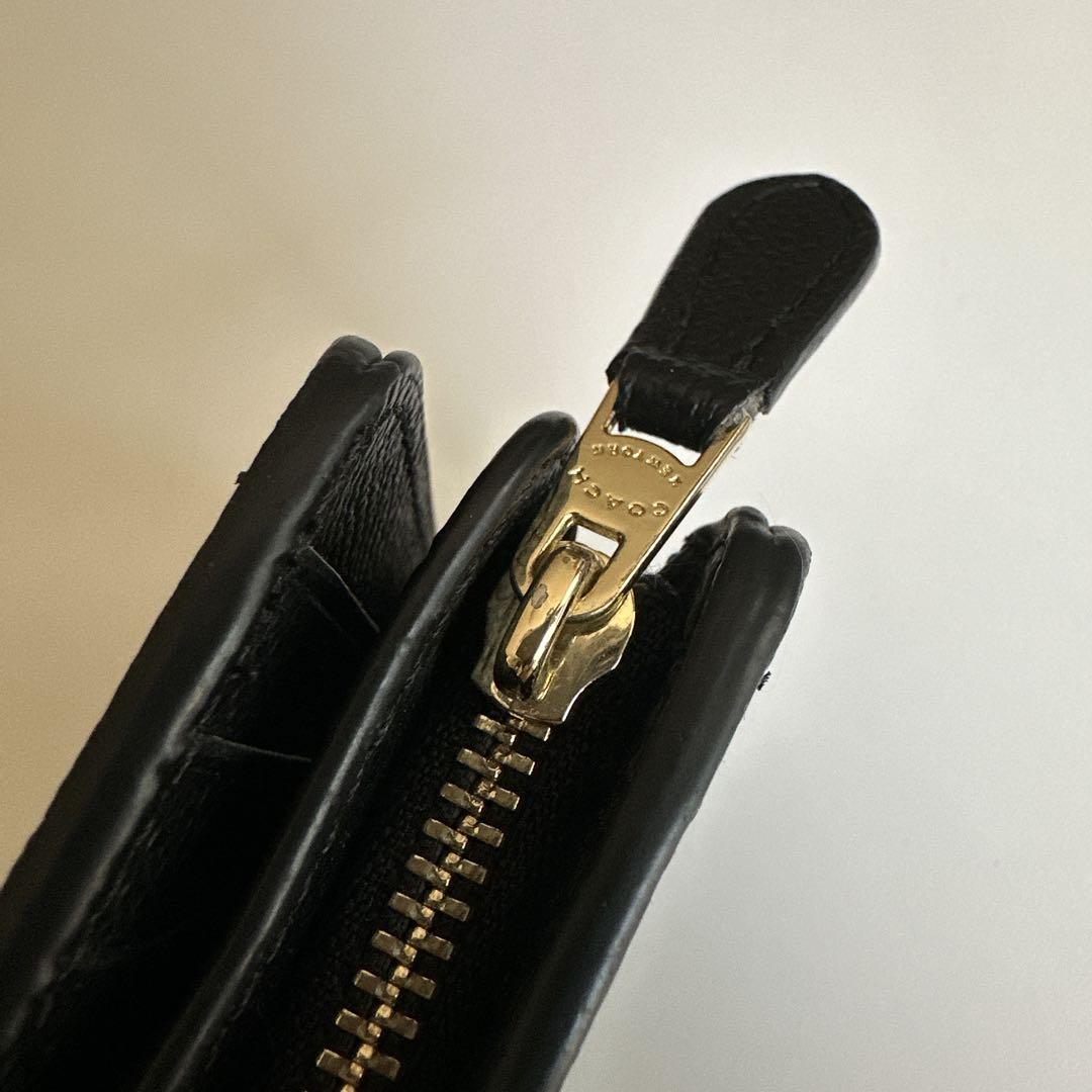 COACH ブラック 二つ折り財布 保存袋付き 箱付き 袋付き - 小物