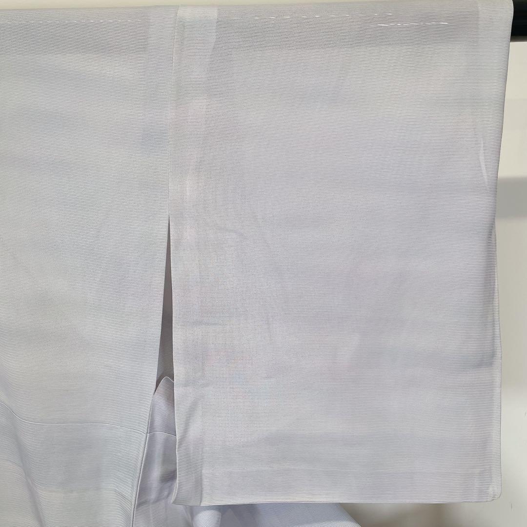 夏着物 絽 色無地 正絹 互い違い鷹の羽紋 居敷当て 越後屋 イ