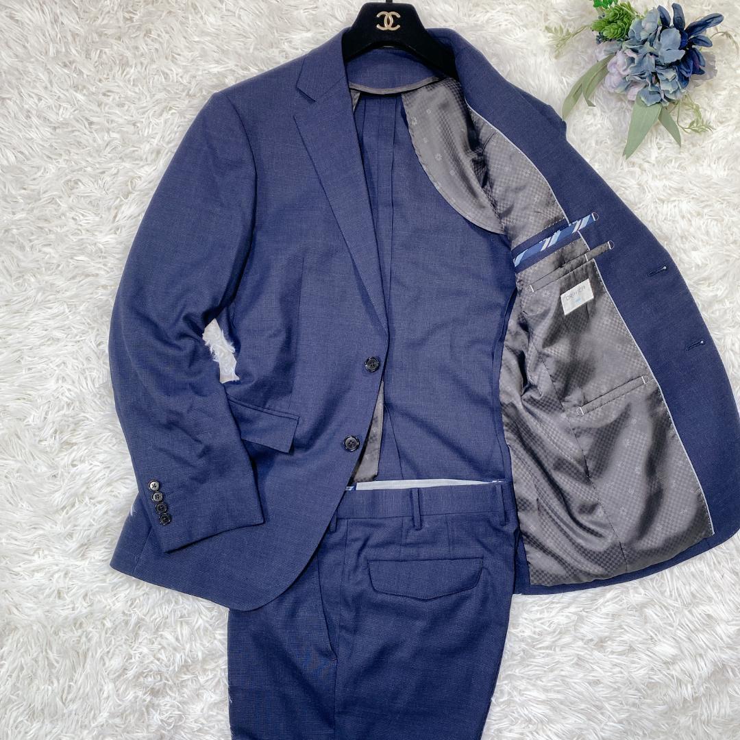 美品 オリヒカ スーツ ストレッチ 洗える メンズ ネイビー